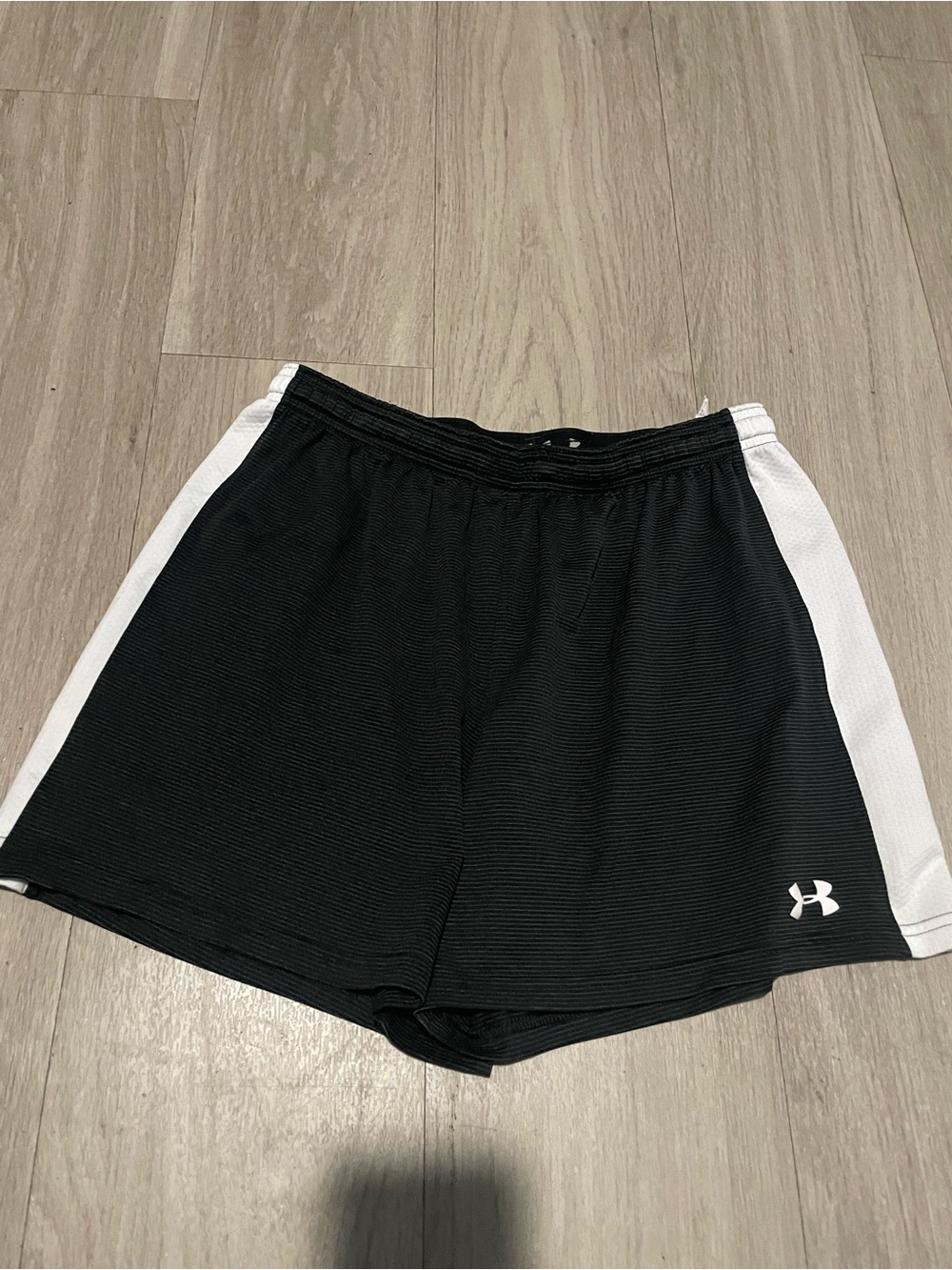 Under Armour Black Athletic Shorts with White Side Panels